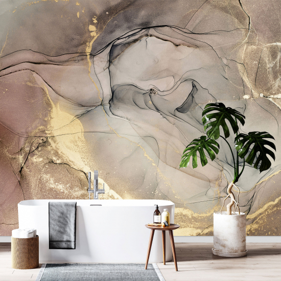 Panoramic Wallpaper - Wall Mural - Marbled effect