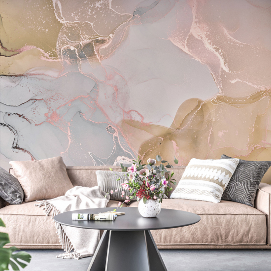 Panoramic Wallpaper - Wall Mural - Marbled effect