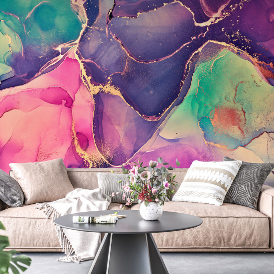 Panoramic Wallpaper - Wall Mural - Marbled effect