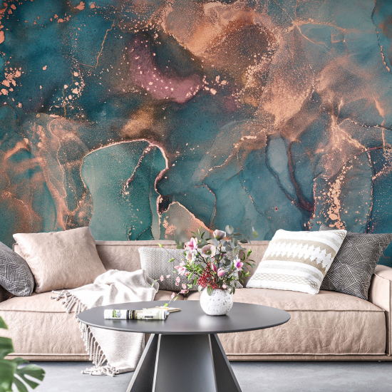 Panoramic Wallpaper - Wall Mural - Marbled effect