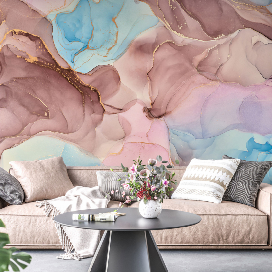 Panoramic Wallpaper - Wall Mural - Marbled effect