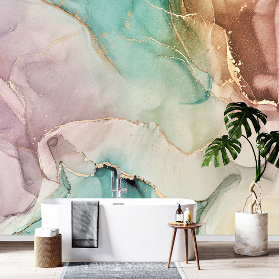 Panoramic Wallpaper - Wall Mural - Marbled effect