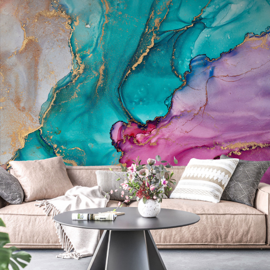 Panoramic Wallpaper - Wall Mural - Marbled effect