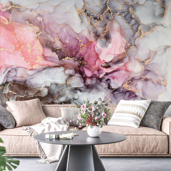 Panoramic Wallpaper - Wall Mural - Marbled effect