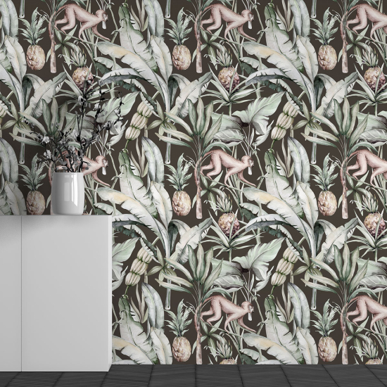 Panoramic Wallpaper - Wall Mural - Monkey Pattern