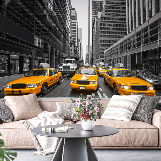 Panoramic Wallpaper - Wall Mural - New York Taxis