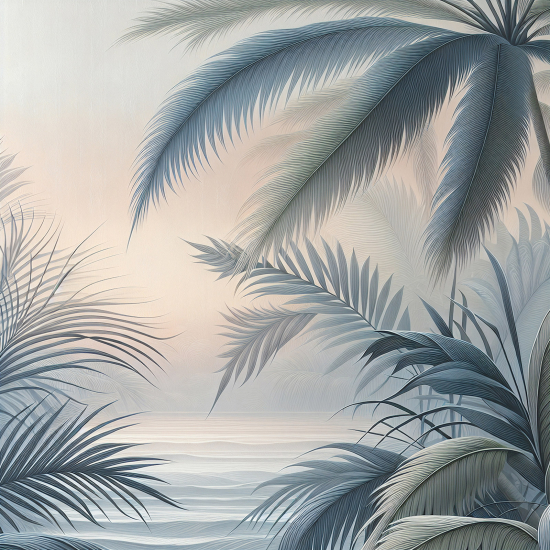 Panoramic Wallpaper - Wall Mural - Palm Trees Path