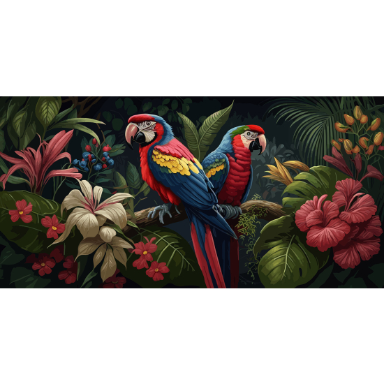 Panoramic Wallpaper - Wall Mural - Parrots