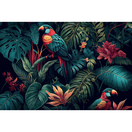 Panoramic Wallpaper - Wall Mural - Parrots