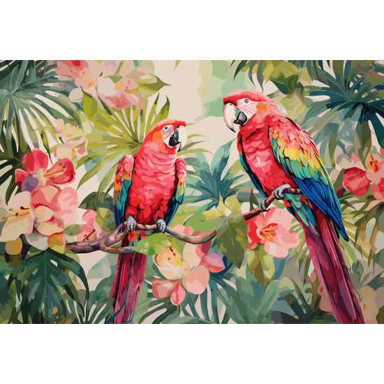 Panoramic Wallpaper - Wall Mural - Parrots