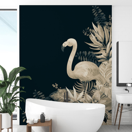 Panoramic Wallpaper - Wall Mural - Pink flamingo