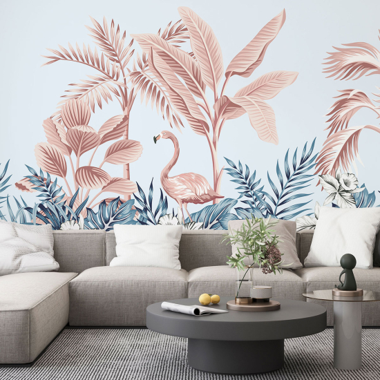 Panoramic Wallpaper - Wall Mural - Pink flamingo