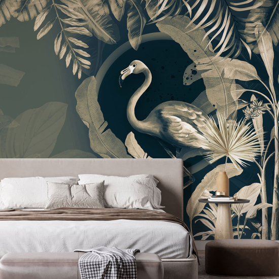 Panoramic Wallpaper - Wall Mural - Pink flamingo