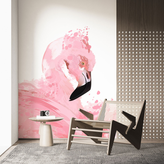 Panoramic Wallpaper - Wall Mural - Pink flamingo