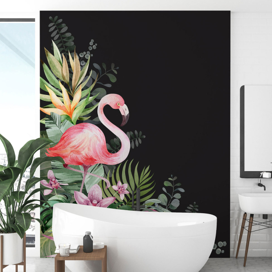 Panoramic Wallpaper - Wall Mural - Pink flamingo