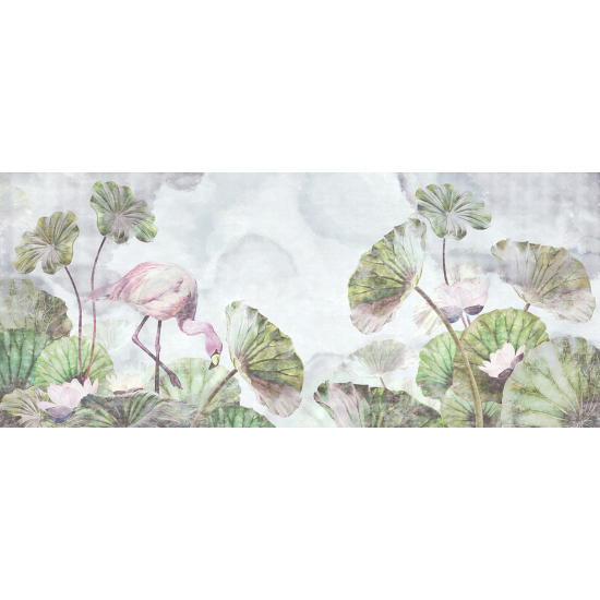 Panoramic Wallpaper - Wall Mural - Pink Flamingo