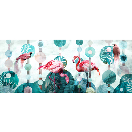 Panoramic Wallpaper - Wall Mural - Pink Flamingos