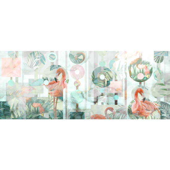 Panoramic Wallpaper - Wall Mural - Pink Flamingos