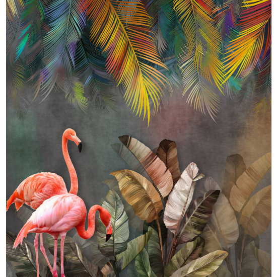 Panoramic Wallpaper - Wall Mural - Pink Flamingos