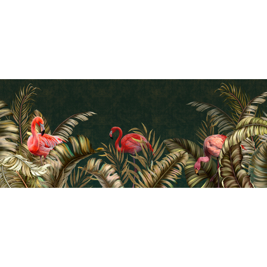 Panoramic Wallpaper - Wall Mural - Pink Flamingos