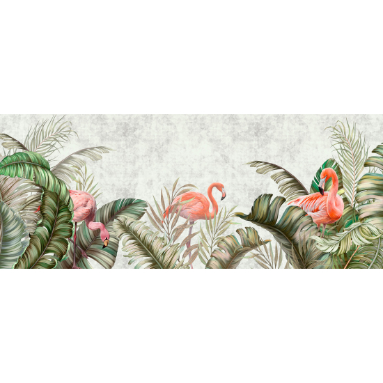 Panoramic Wallpaper - Wall Mural - Pink Flamingos