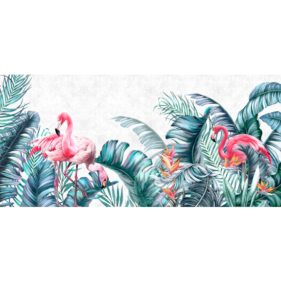 Panoramic Wallpaper - Wall Mural - Pink Flamingos