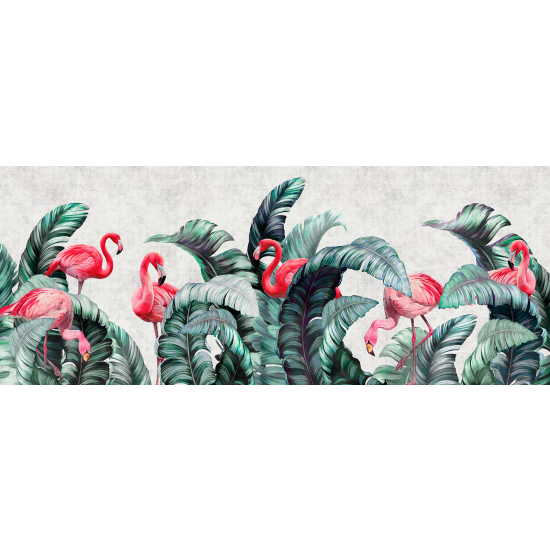 Panoramic Wallpaper - Wall Mural - Pink Flamingos