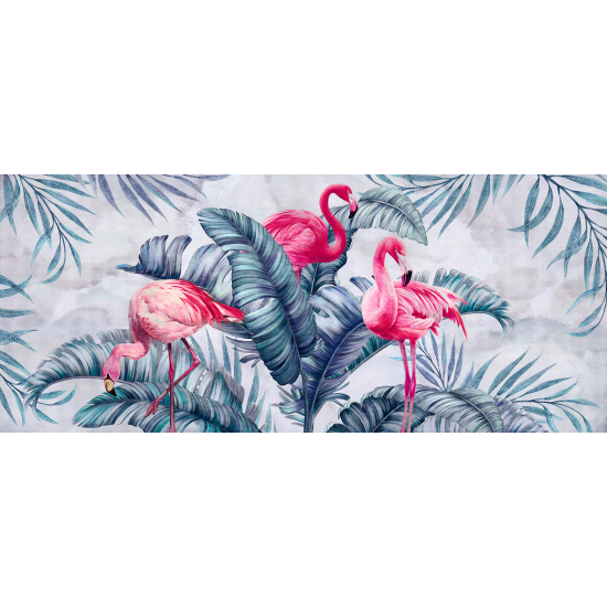 Panoramic Wallpaper - Wall Mural - Pink Flamingos