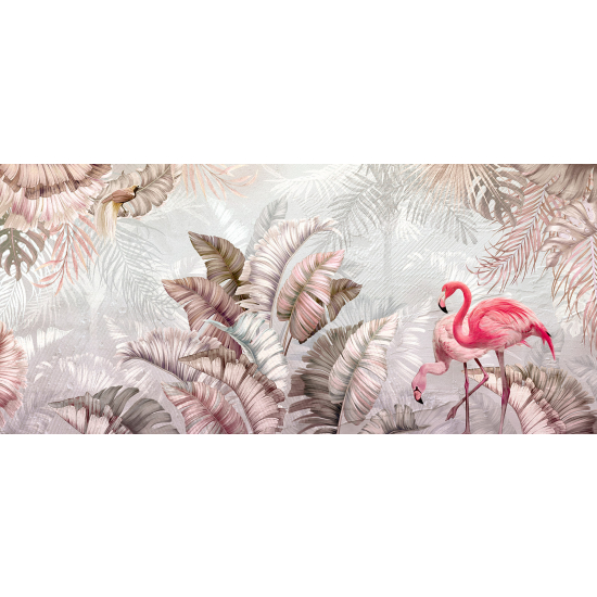 Panoramic Wallpaper - Wall Mural - Pink Flamingos