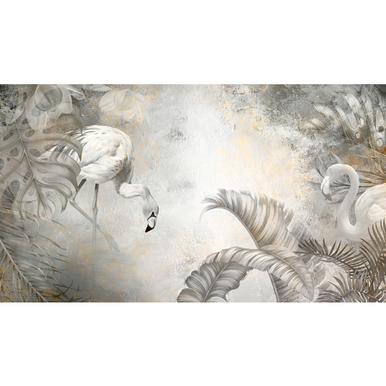 Panoramic Wallpaper - Wall Mural - Pink Flamingos