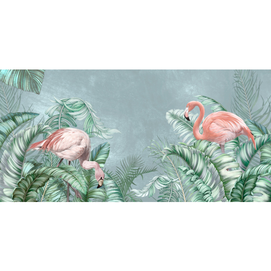 Panoramic Wallpaper - Wall Mural - Pink Flamingos