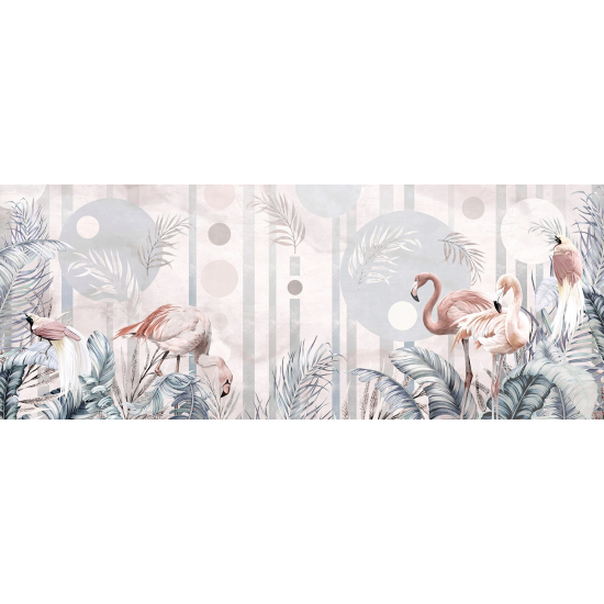 Panoramic Wallpaper - Wall Mural - Pink Flamingos