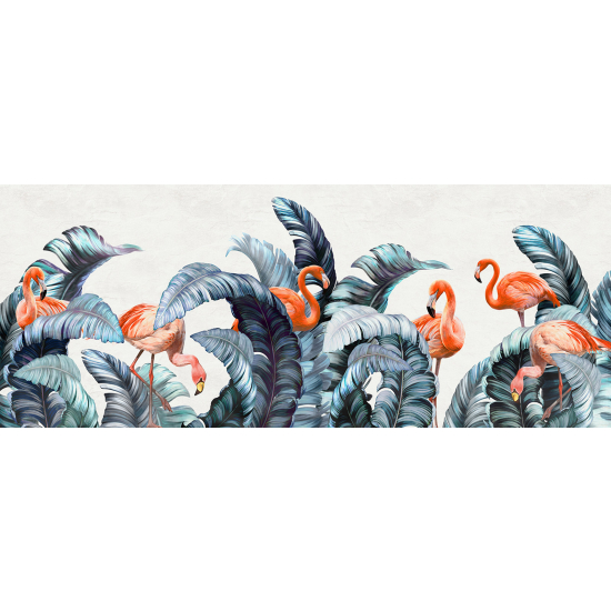 Panoramic Wallpaper - Wall Mural - Pink Flamingos