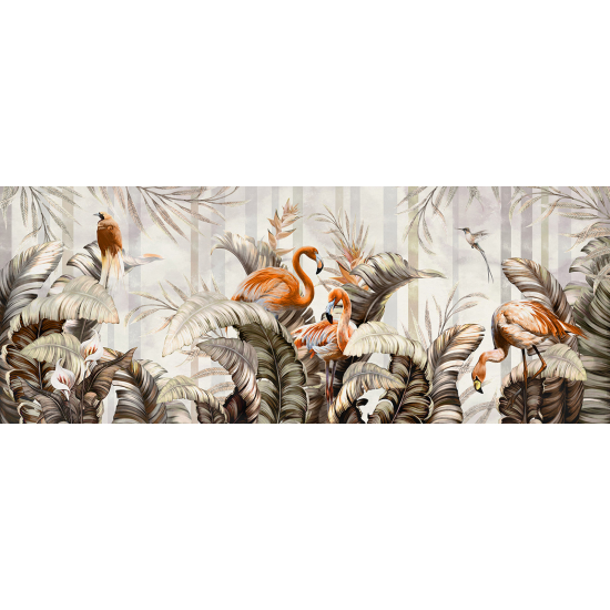 Panoramic Wallpaper - Wall Mural - Pink Flamingos