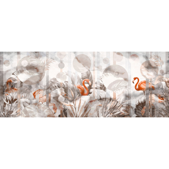 Panoramic Wallpaper - Wall Mural - Pink Flamingos