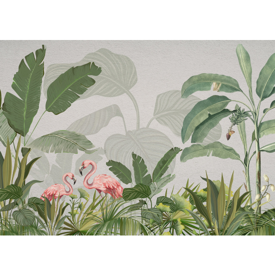 Panoramic Wallpaper - Wall Mural - Pink Flamingos