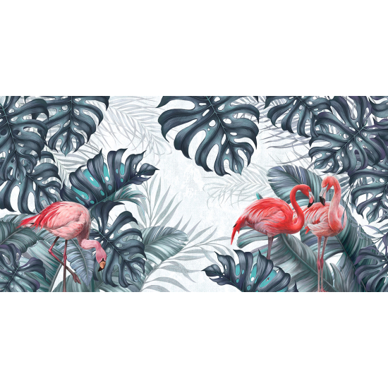 Panoramic Wallpaper - Wall Mural - Pink Flamingos