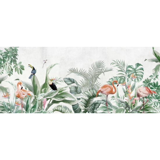 Panoramic Wallpaper - Wall Mural - Pink Flamingos