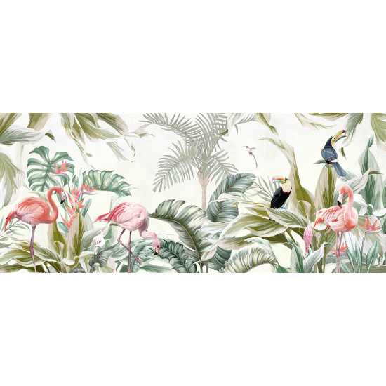 Panoramic Wallpaper - Wall Mural - Pink Flamingos