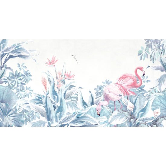 Panoramic Wallpaper - Wall Mural - Pink Flamingos