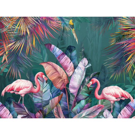 Panoramic Wallpaper - Wall Mural - Pink Flamingos