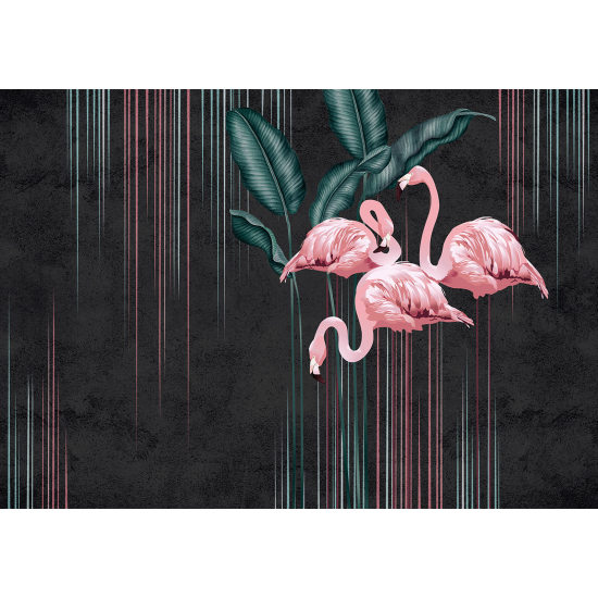 Panoramic Wallpaper - Wall Mural - Pink Flamingos