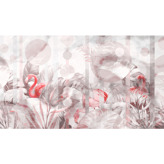 Panoramic Wallpaper - Wall Mural - Pink Flamingos