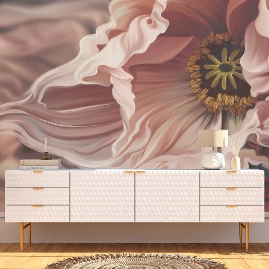 Panoramic Wallpaper - Wall Mural - Pink flower