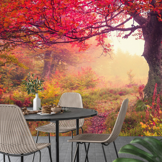 Panoramic Wallpaper - Wall Mural - Pink Forest