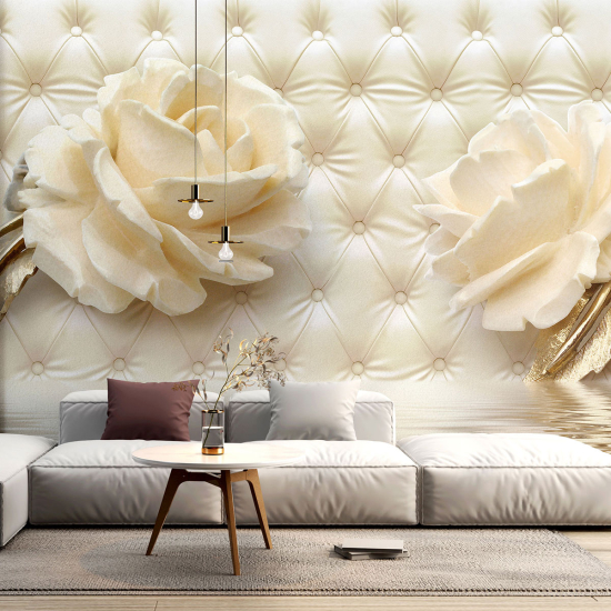 Panoramic Wallpaper - Wall Mural - Quilted Flowers