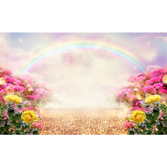 Panoramic Wallpaper - Wall Mural - Rainbow Flowers