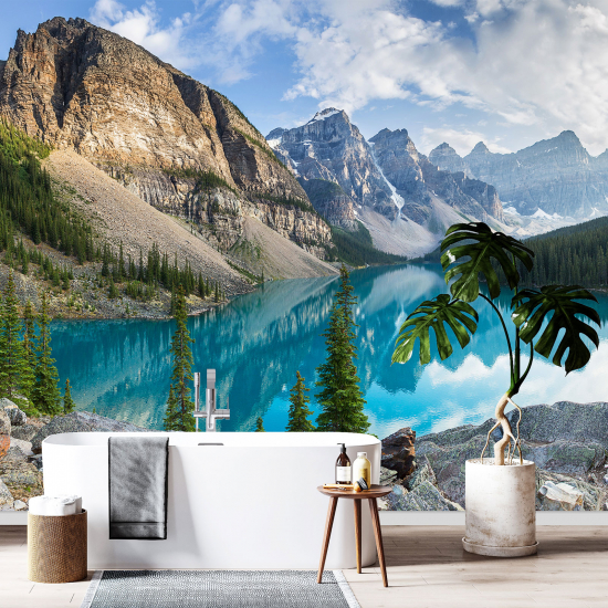 Panoramic Wallpaper - Wall Mural - River Mountains