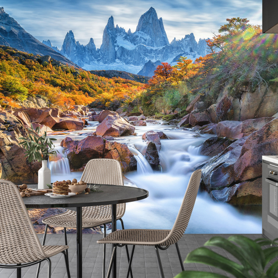 Panoramic Wallpaper - Wall Mural - River Mountains