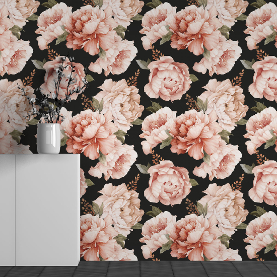 Panoramic Wallpaper - Wall Mural - Roses Pattern